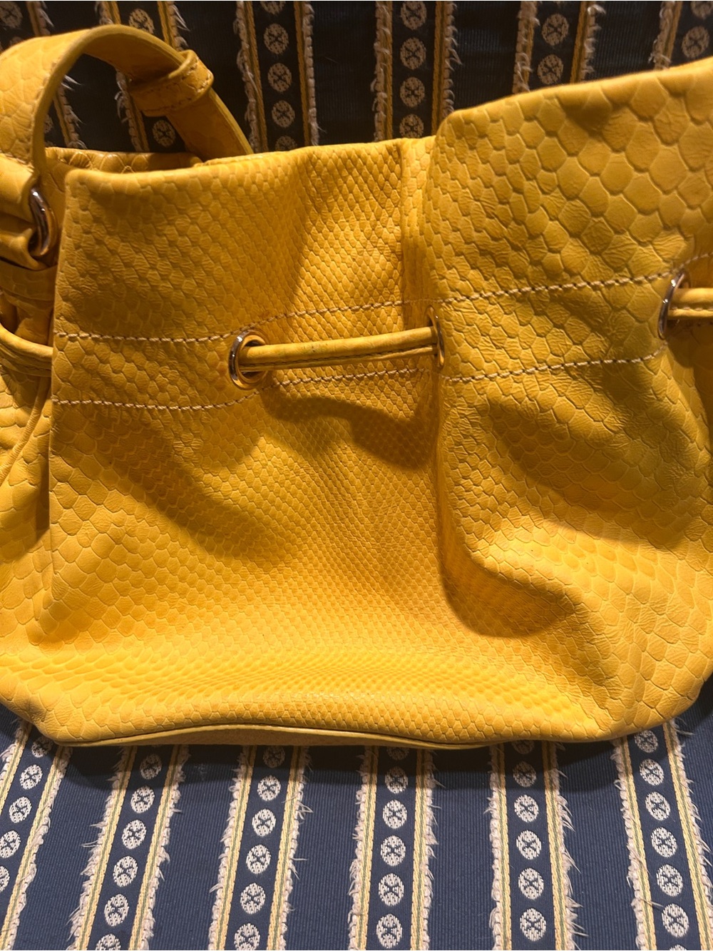 Cole Haan Bright Yellow Textured Drawstring Shoulder Bag - Picture 3 of 3